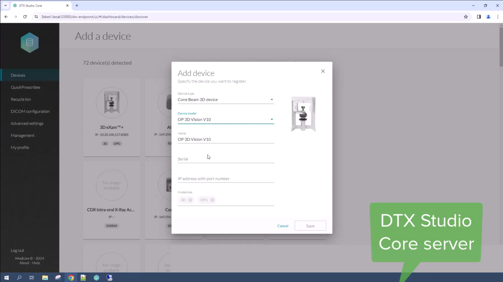 Connect OP 3D Vision to DTX Studio Core