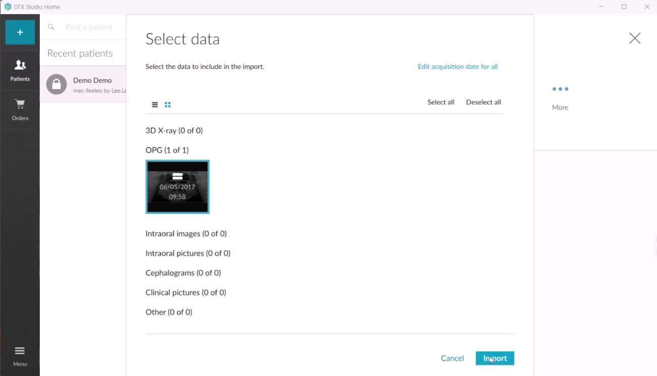 Import 2D Images in DTX Studio Clinic